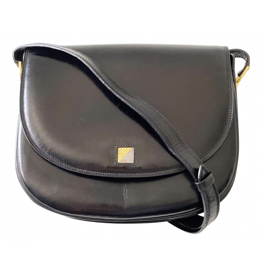 Bally black box calf leather vintage shoulder bag
